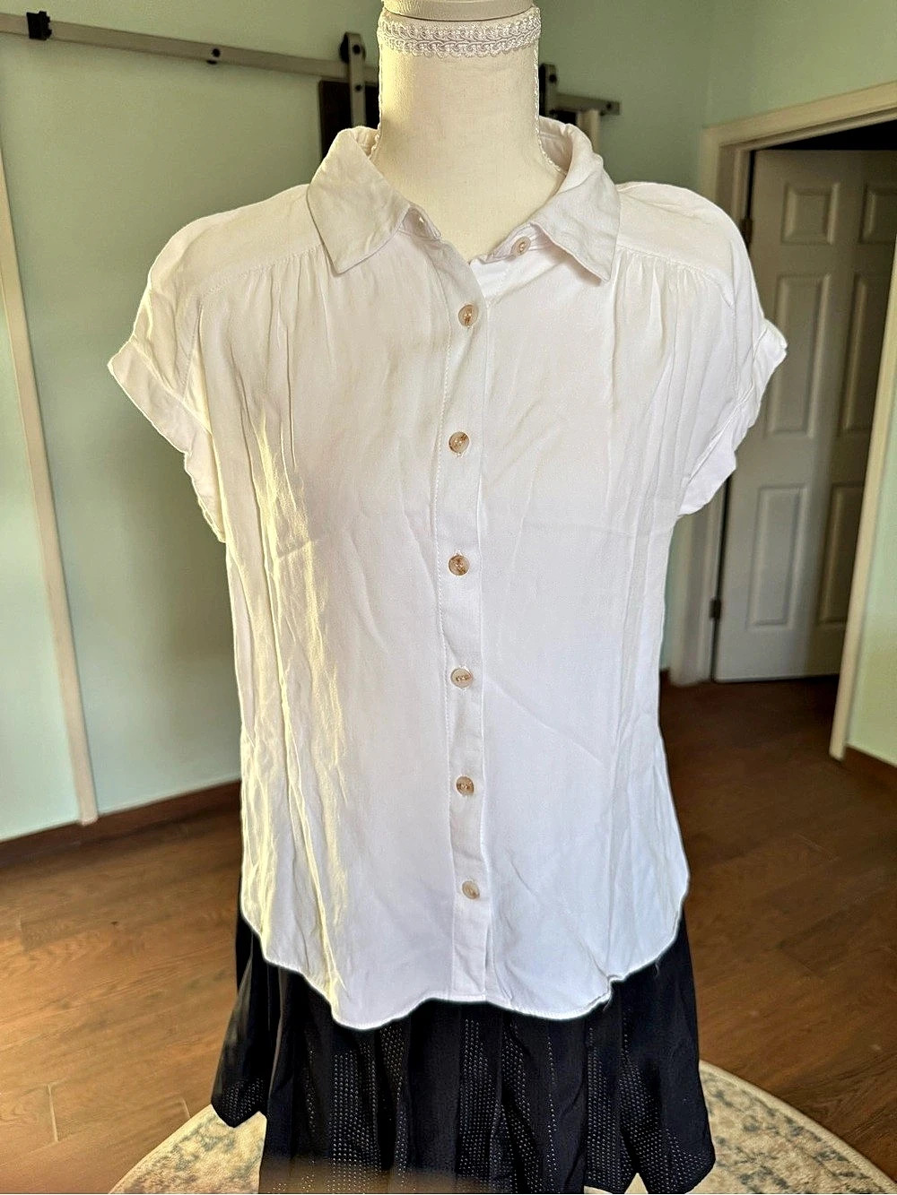 White Rayon Button-Down Top Like New